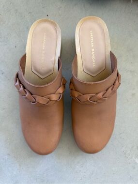 LOEFFLER RANDALL Lupa Wooden Mid Heel Italian Leather Clog Size 9